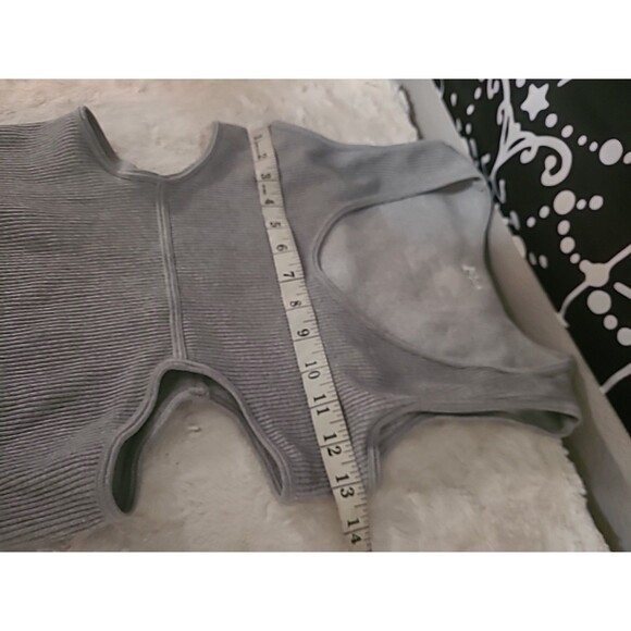 FCT Jumpsuit Womens Size Large Gray One Piece Sleeveless Cut Outs Ribbed Stretch - Picture 8 of 9